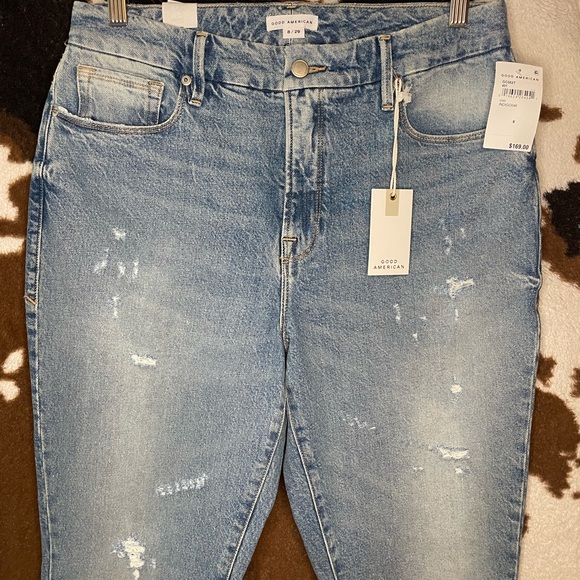 Good American Good Classic High Rise Distressed Jeans Size 8 NWT - Picture 5 of 9